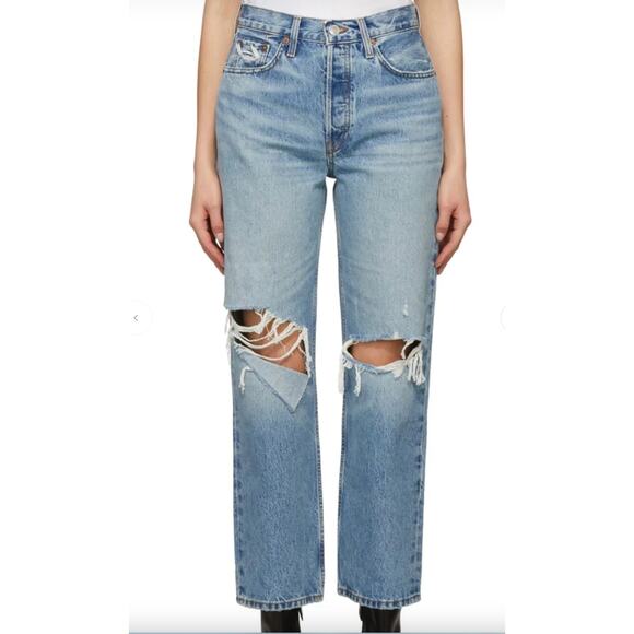 Re/Done Jeans Low Slung Crop Orginal Rigid Light 14 - Picture 1 of 9